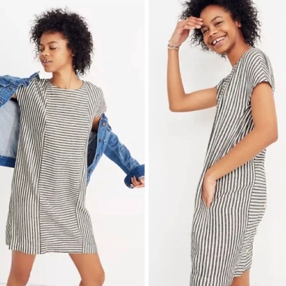 Madewell Stripe-Play Button-Back Dress  